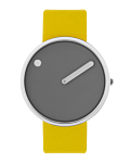 40 mm / Thunder Grey urtavla / Canary Yellow läderarmband
