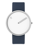 40 mm / Vit urtavla / Midnight Blue läderarmband