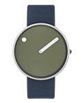 40 mm / Fresh Olive urtavla / Midnight Blue läderarmband