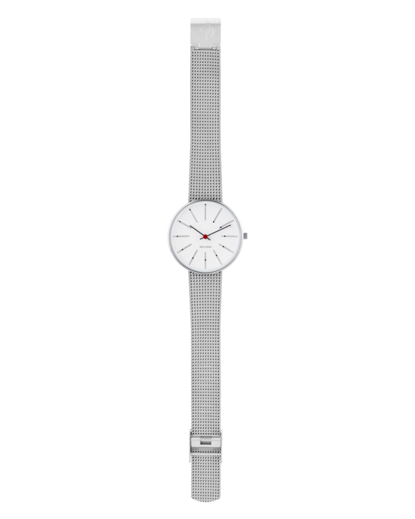 Bankers 34 mm White Dial Brushed Steel Bezel - Arne Jacobsen Watches