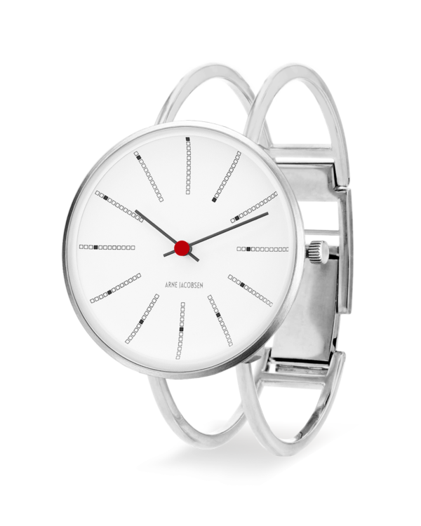 Bankers 34 mm White Dial Brushed Steel Bezel - Arne Jacobsen Watches