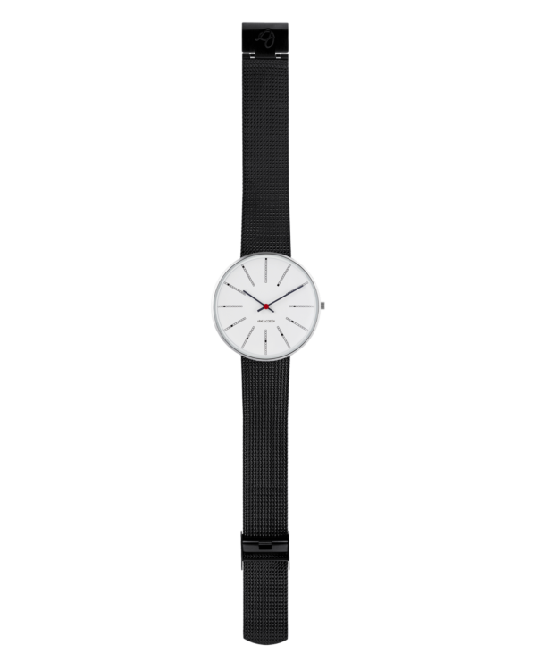 Bankers 40 mm White Dial Brushed Steel Bezel - Arne Jacobsen