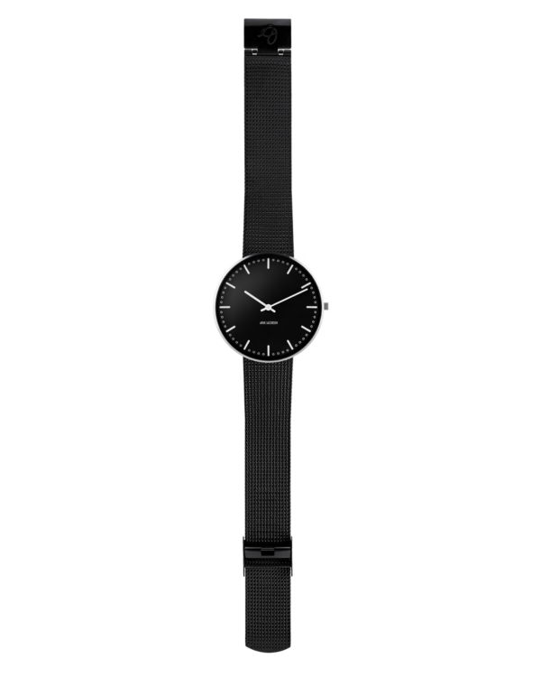 Bankers 34 mm Black Dial brushed steel Bezel - Arne Jacobsen Watches