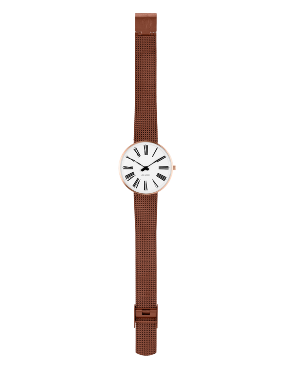 Roman 34 mm White Dial Polished Rose Gold Bezel - Arne
