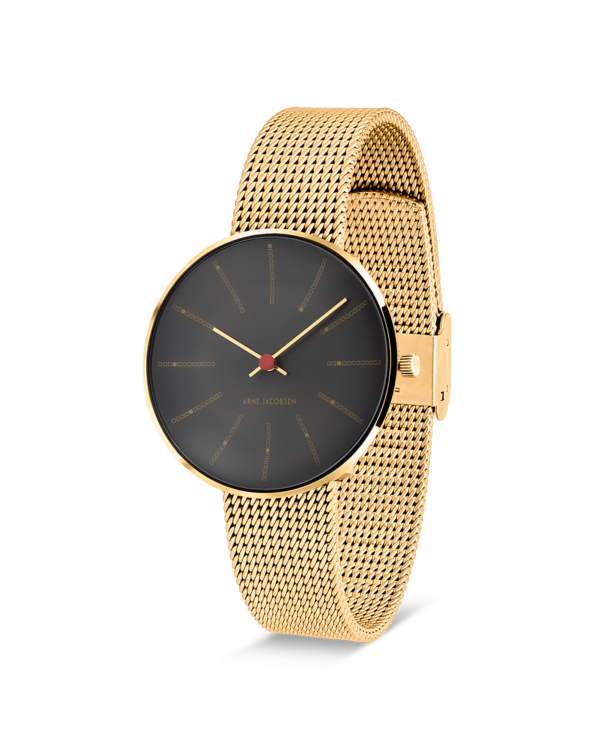 公式サイト - ハイブランドの新作が続々登場 Bankers 34 mm Grey Dial Polished Gold Bezel - Arne Jacobsen 腕時計